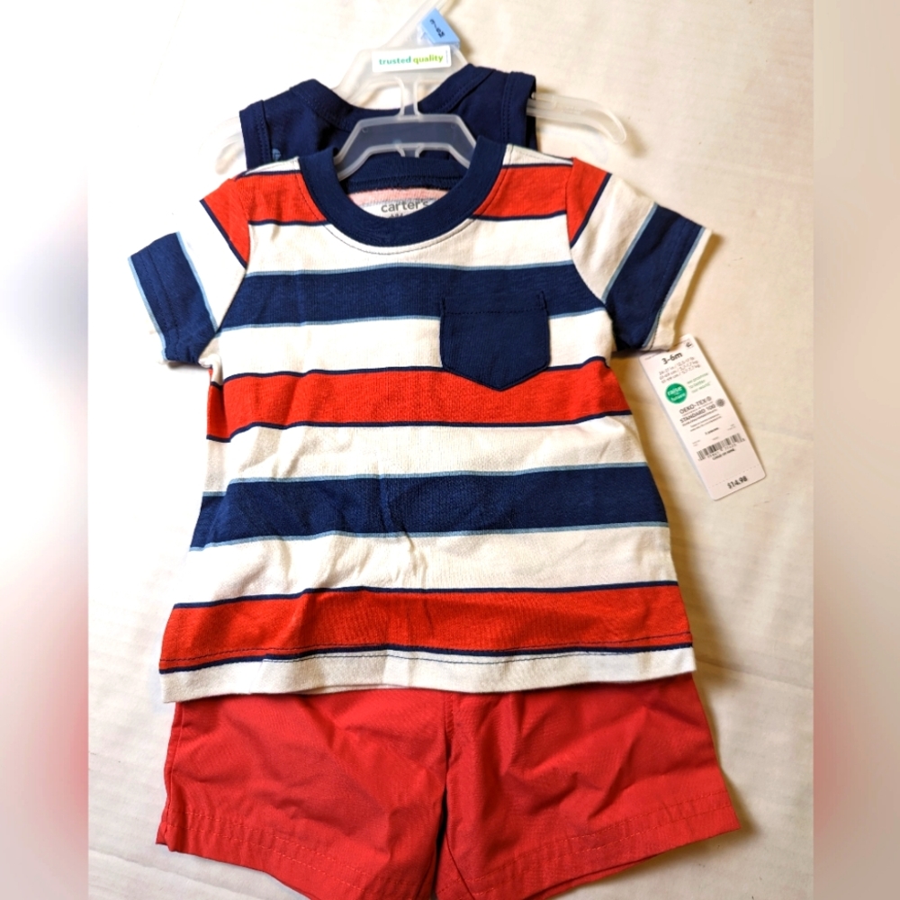 Carter's 3 Piece Boys Summer Set Brand New With Tags Size 3-6 Months - Picture 1 of 6
